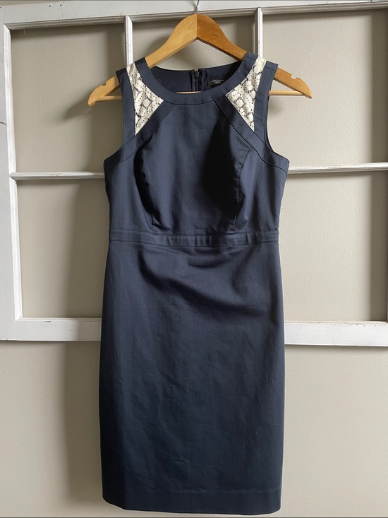 Ann Taylor Dresses & Skirts - Ann Taylor Navy Midi Dress with Cream Lace Accents